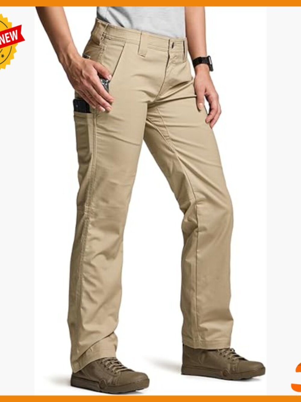 Women's Flex Stretch Tactical Work Pants, Water Resistant, Cargo Pockets - Picture 1 of 7